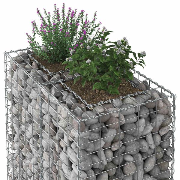 vidaXL Gabion Verhoogd Bed Zilver 90 x 50 x 150 cm
