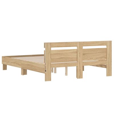 vidaXL Bedframe met hoofdeinde en LED sonoma eikenkleurig 140x200 cm