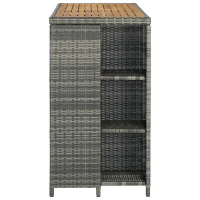 vidaXL Bartafel met opbergrek 120x60x110 cm poly rattan grijs