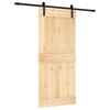 vidaXL Schuifdeur Naturel en Zwart 90 x 210 cm Massief Grenenhout