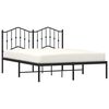 vidaXL Bedframe met hoofdbord metaal zwart 150x200 cm