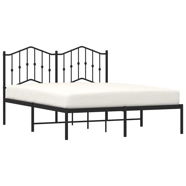 vidaXL Bedframe met hoofdbord metaal zwart 150x200 cm