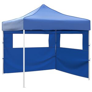 vidaXL Vouwtent met 2 wanden 3x3 m blauw