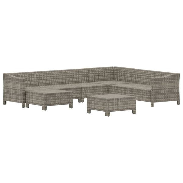 vidaXL 8-delige Loungeset met kussens poly rattan grijs