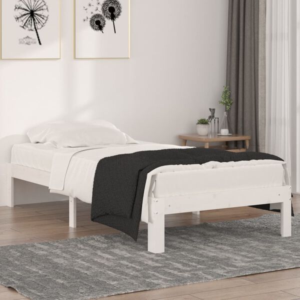 vidaXL Bedframe massief hout wit 90x190 cm