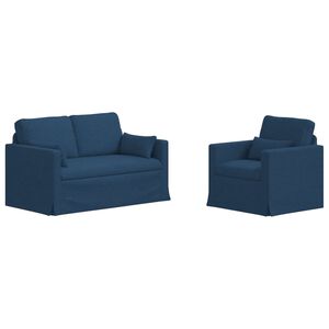 vidaXL Bankstel 2 st Blauw Stof