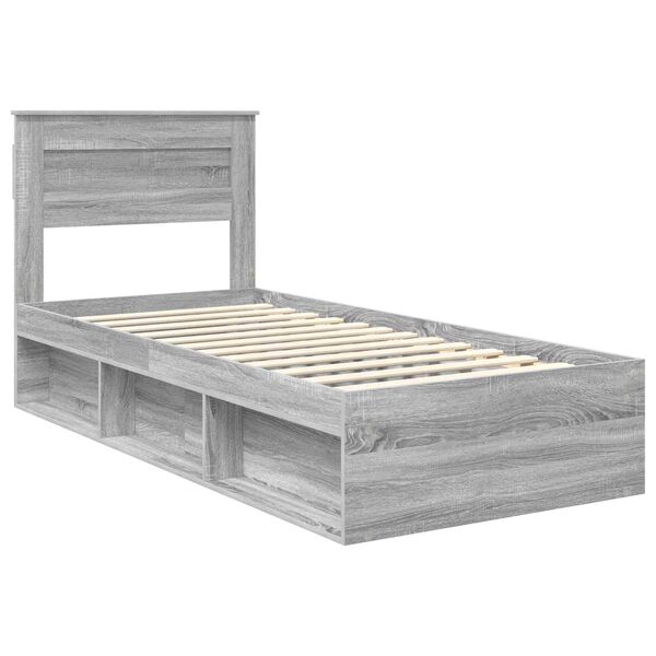 vidaXL Bedframe Grijs Sonoma 75 x 190 cm Massief grenenhout