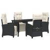 vidaXL Tuin eettafelset 5 st Zwart poly rattan