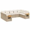 vidaXL 9-delige Loungeset met kussens poly rattan beige