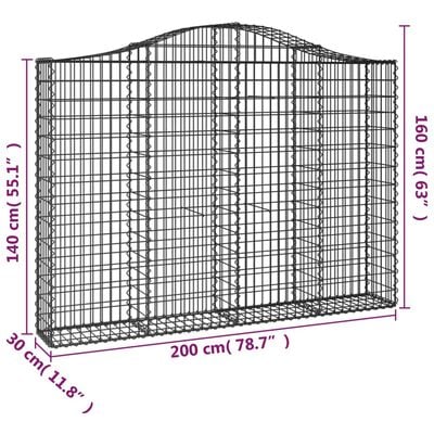 vidaXL Schanskorven 4 st gewelfd 200x30x140/160 cm ijzer