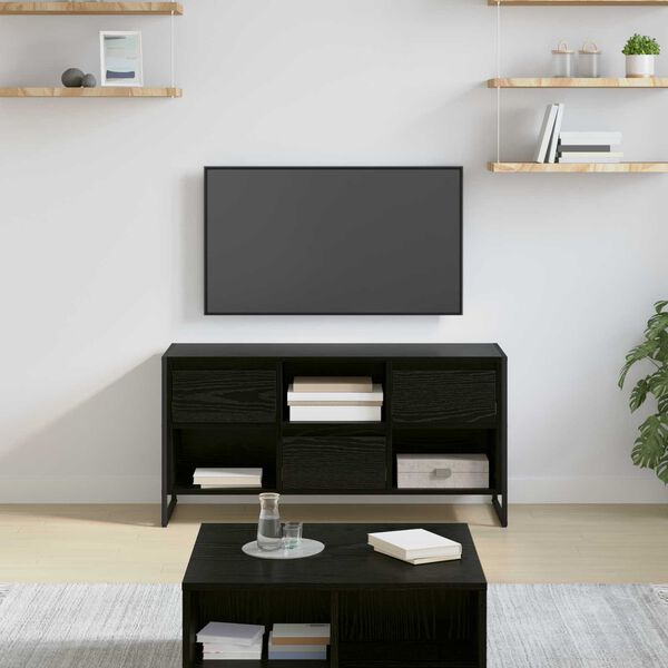 vidaXL TV-kast met lade Zwart Eiken 100 x 36 x 49,5 cm Bewerkt hout