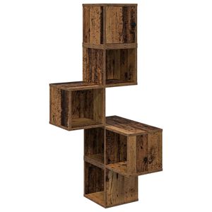 vidaXL Wandhoekplank Oud hout 48 x 48 x 120 cm Bewerkt hout