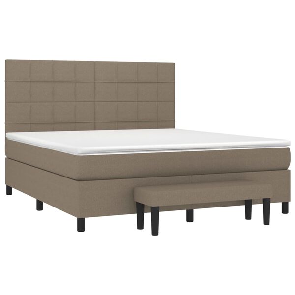 vidaXL Boxspring met matras stof taupe 160x200 cm