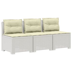 vidaXL 3-zits tuinbank met kussens in rattanlook PP Wit