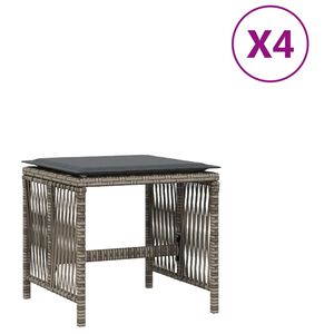 vidaXL Tuinkrukken 4 st met kussens 41x41x36 cm poly rattan grijs