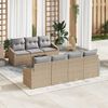 vidaXL Bankstel met kussen met opslag 8 pcs Beige en Grijs poly rattan