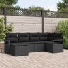 vidaXL Bankstel met kussen met opslag 6 pcs Zwart poly rattan