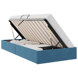 vidaXL Ottoman Bedframe met opslag Donkerblauw 90 x 200 cm Fluweel