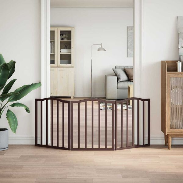 vidaXL Hondenhek inklapbaar 3 panelen 150 cm populierenhout bruin eik