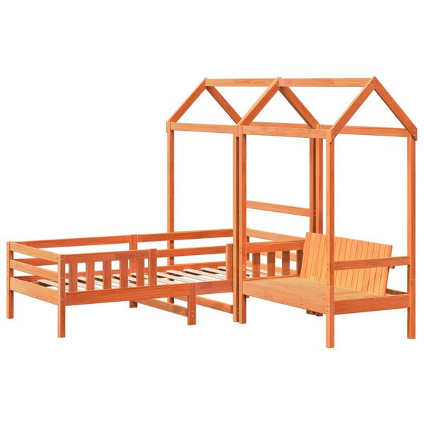 vidaXL Kinderbed met huisje massief grenenhout wasbruin 90x190 cm