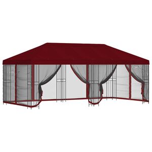 vidaXL Paviljoen met zijwanden 6 x 3 m Bordeauxrood Polyester en staal
