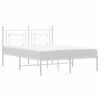 vidaXL Bedframe met hoofdbord metaal wit 135x190 cm