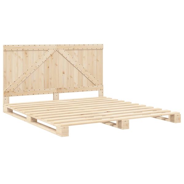 vidaXL Bedframe met hoofdbord massief grenenhout 200x200 cm