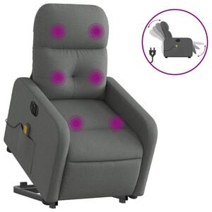 vidaXL Sta-op-massagestoel elektrisch verstelbaar stof donkergrijs