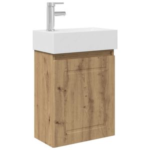vidaXL Badkamermeubel met kraan Artisanaal eiken 45,5 x 22,5 x 84 cm