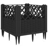 vidaXL Plantenbak met pinnen 43,5x43,5x43,5 cm polypropeen zwart