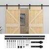 vidaXL Schuifdeur 2 pcs Naturel en Zwart Massief grenenhout