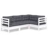 vidaXL 4-delige Loungeset met kussens grenenhout wit