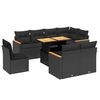vidaXL 9-delige Loungeset met kussens poly rattan zwart