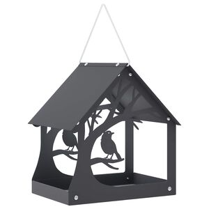 vidaXL Hangend vogelvoederhuisje Staal Antraciet