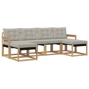 vidaXL Buiten bankenset met kussen 6 pcs Wit en Lichtgrijs