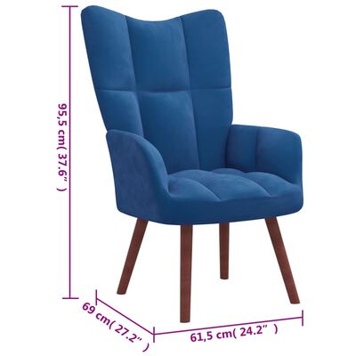 vidaXL Relaxstoel met voetenbank fluweel blauw