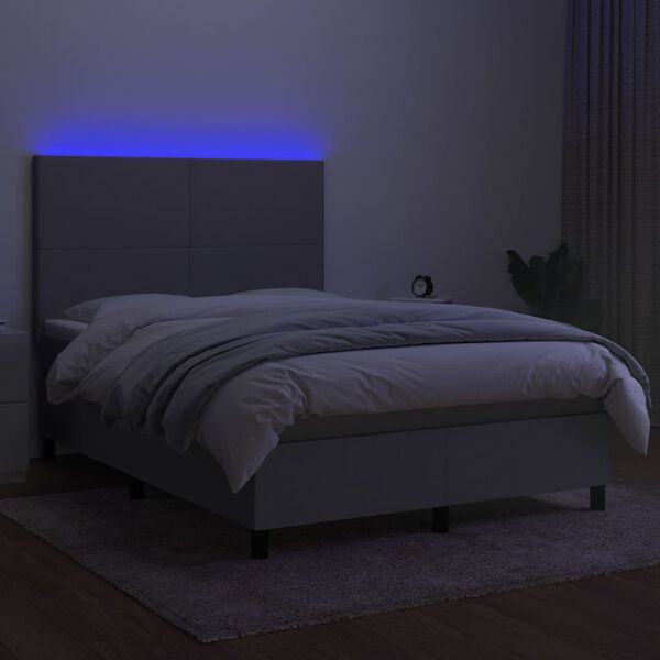 vidaXL Boxspring met matras en LED stof lichtgrijs 140x200 cm