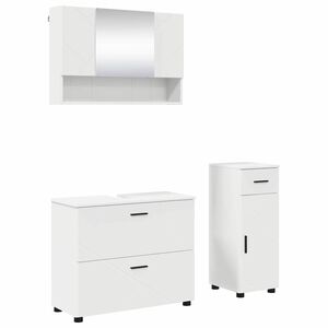 vidaXL Badkamermeubelset met lade 3 pcs Wit Geperst Hout en Metaal