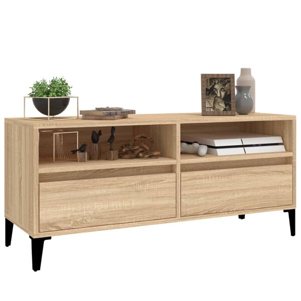 vidaXL Tv-meubel 100x34,5x44,5 cm bewerkt hout sonoma eikenkleurig