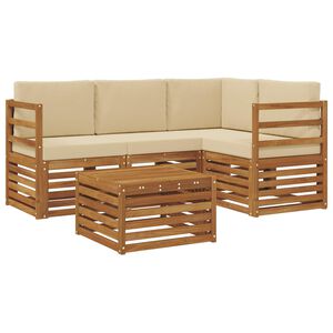 vidaXL Buiten bankenset 5 st Natuurlijk en Beige Polyester
