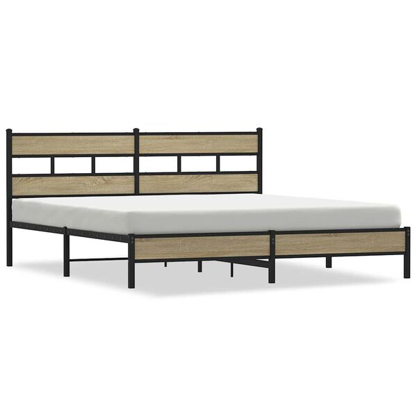 vidaXL Bedframe zonder matras metaal sonoma eikenkleur 200x200 cm