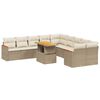 vidaXL 11-delige Tuinset met kussens poly rattan beige