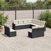 vidaXL 11-delige Loungeset met kussens poly rattan zwart