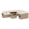 vidaXL 10-delige Loungeset met kussens poly rattan beige