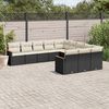 vidaXL 11-delige Loungeset met kussens poly rattan zwart