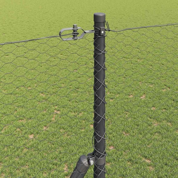 vidaXL Afrasteringspaal Grijs 10 x 1,5 m (25 mm gaas) Staal en PVC