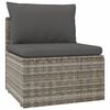 vidaXL 4-delige Loungeset met kussens poly rattan grijs