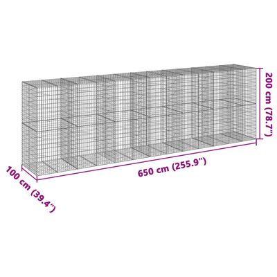 vidaXL Schanskorf 650x100x200 cm gegalvaniseerd ijzer zilverkleurig