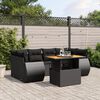 vidaXL 7-delige Loungeset met kussens poly rattan zwart