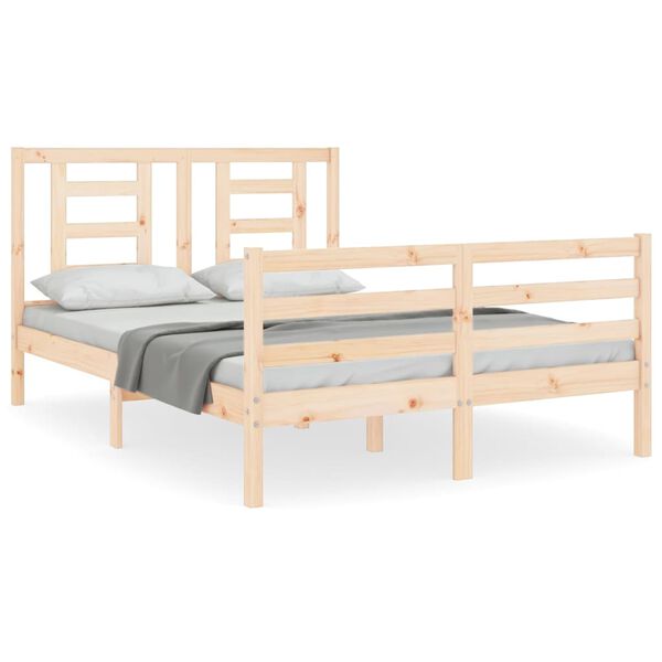 vidaXL Bedframe met hoofdbord massief hout 140x190 cm